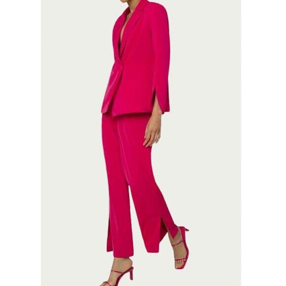 AMYLYNN Pants - AmyLynn Alice High‎ Waist Straight Wide Leg Pant Trouser Size L Pink NEW W/Tags